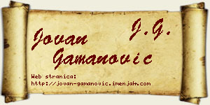 Jovan Gamanović vizit kartica